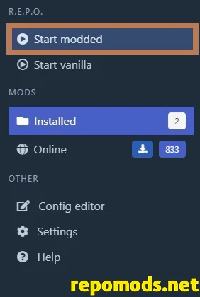 start modded to play modded repo